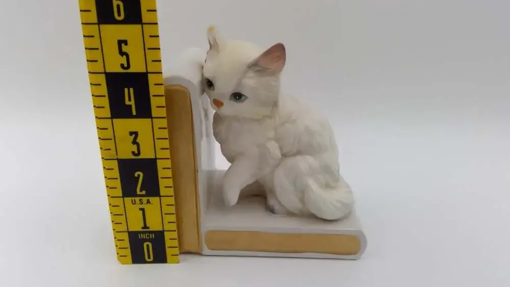 Vintage 1950s Lefton Japan White Persian Cat Porcelain Bookend Single H518 READ!